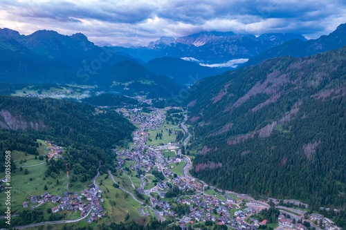 Spectacular landscape on Italian Alps Mountain Dolomite at Falcade photo