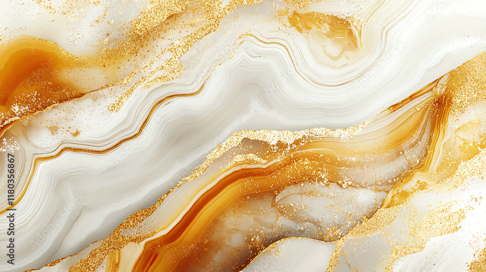 Organic agate slice pattern in warm amber, white, and gold, detailed abstract layers with natural stone texture and flowing veins Organic agate slice pattern in warm amber, white, and gold, detailed abstract layers with natural stone texture and flowing veins