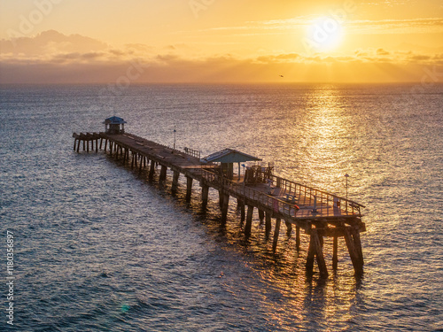 Lauderdale by the Sea  Fishing Pier at Sunrise,.Lauderdale by the Sea, .Fort Lauderdale, Florida, USA photo