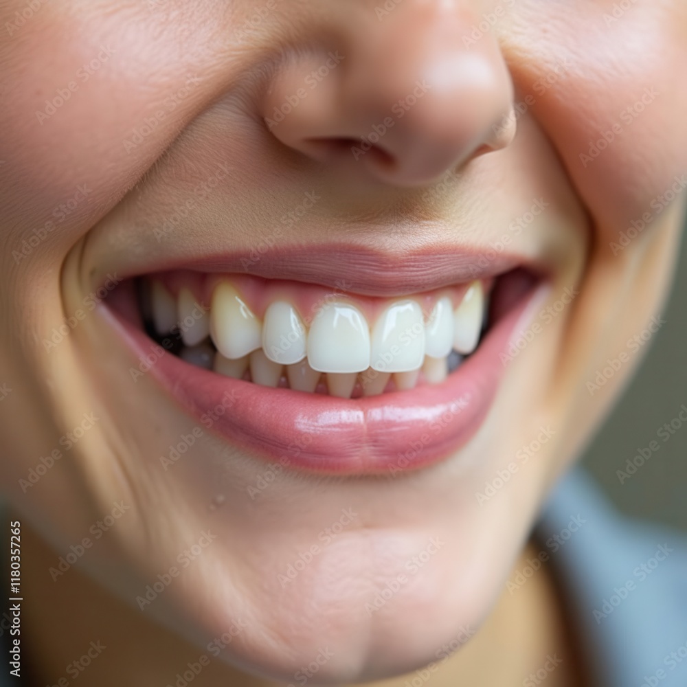 Obraz premium Close-up of a smiling mouth with healthy white teeth