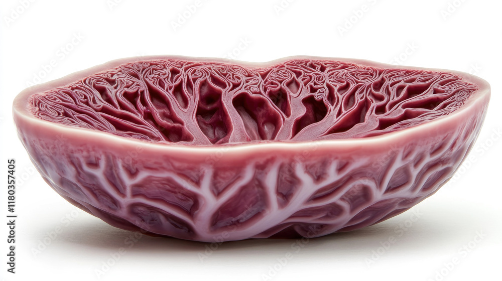 Half of a red cabbage, revealing intricate internal structure. Half of a red cabbage, revealing intricate internal structure.