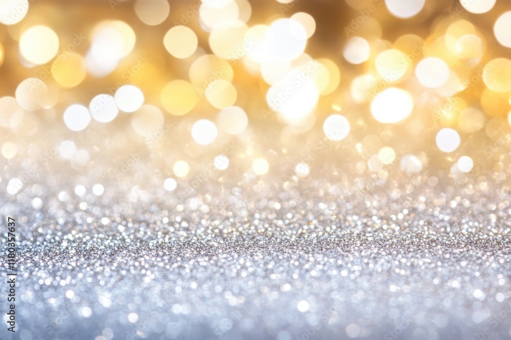 Fototapeta premium A sparkly gold and silver background with a blurred bokeh effect
