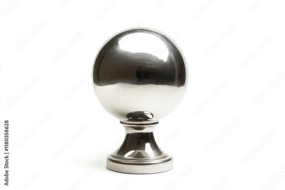 A single silver egg placed on a stand against a clean white background, ideal for use in packaging design or product photography A single silver egg placed on a stand against a clean white background, ideal for use in packaging design or product photography