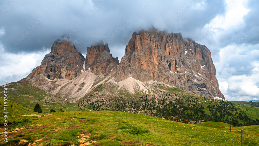 Spectacular landscape on Italian Alps Mountain Dolomite at Val Gardena