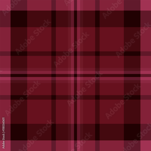 Sheet seamless textile texture, winter tartan fabric plaid. Scotland check background vector pattern in red and dark colors.