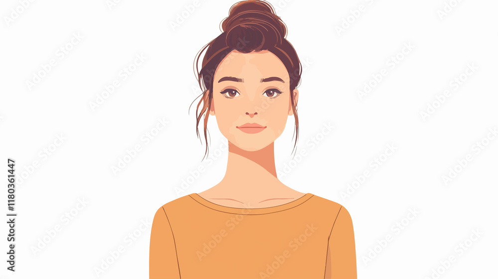 Professional wide angle photo of young woman with trendy hairstyle in casual dress Professional wide angle photo of young woman with trendy hairstyle in casual dress