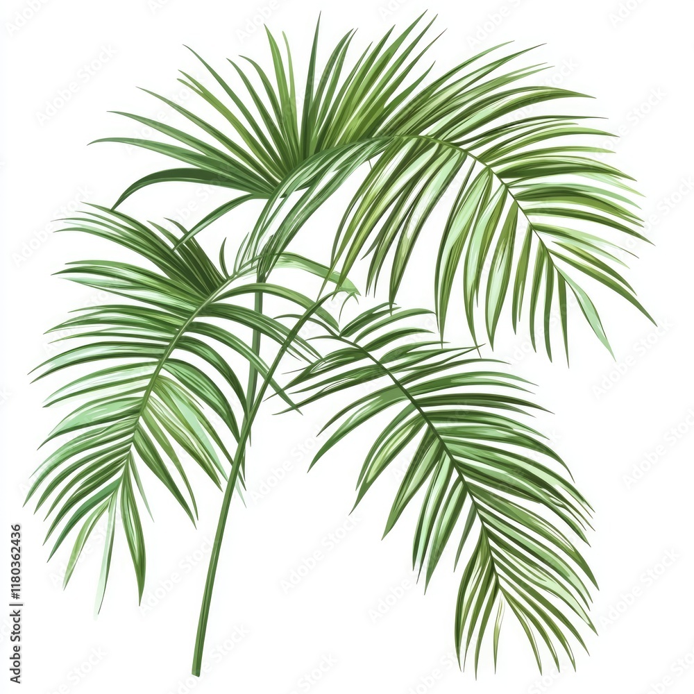Obraz premium A single palm tree standing tall on a clean white background, ideal for use in branding and advertising
