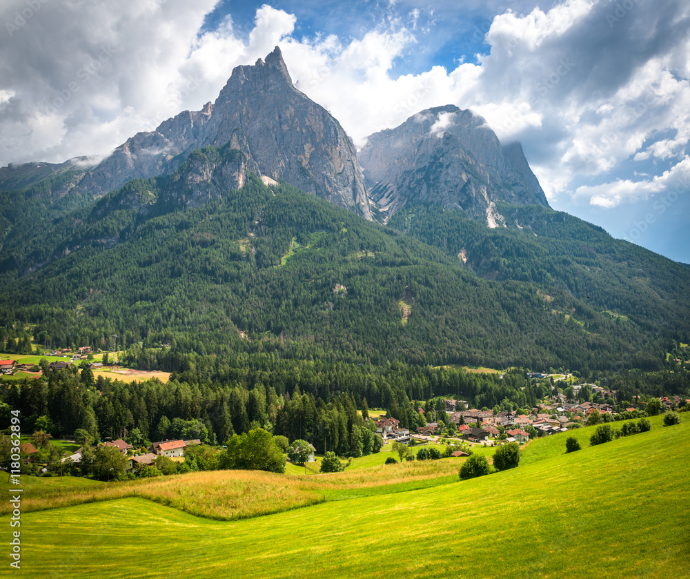 Spectacular landscape on Italian Alps Mountain Dolomite Alpe di Siusi