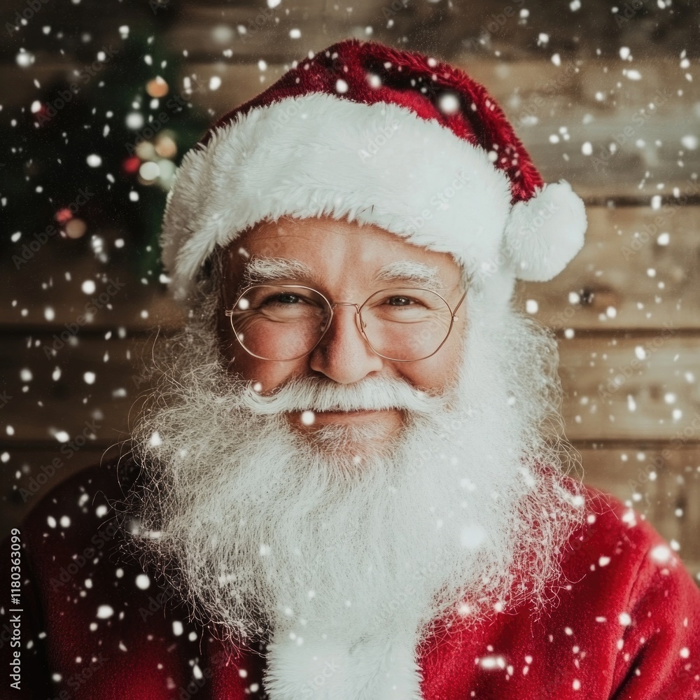 A detailed view of someone dressed as Santa Claus, ideal for holiday-themed uses A detailed view of someone dressed as Santa Claus, ideal for holiday-themed uses