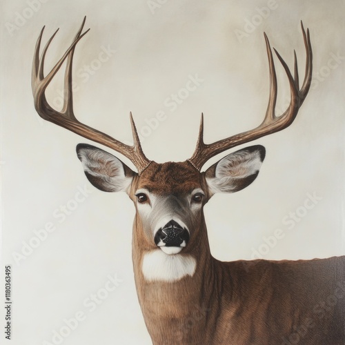 A close-up image of a deer with antlers on its head, suitable for nature or wildlife themed projects photo