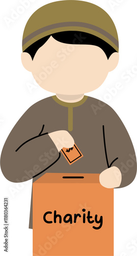 Child donating to charity illustration