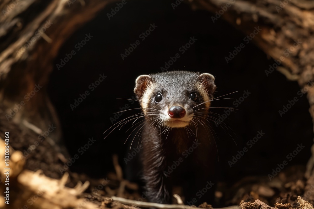 A close-up of a small animal hiding in a hole A close-up of a small animal hiding in a hole