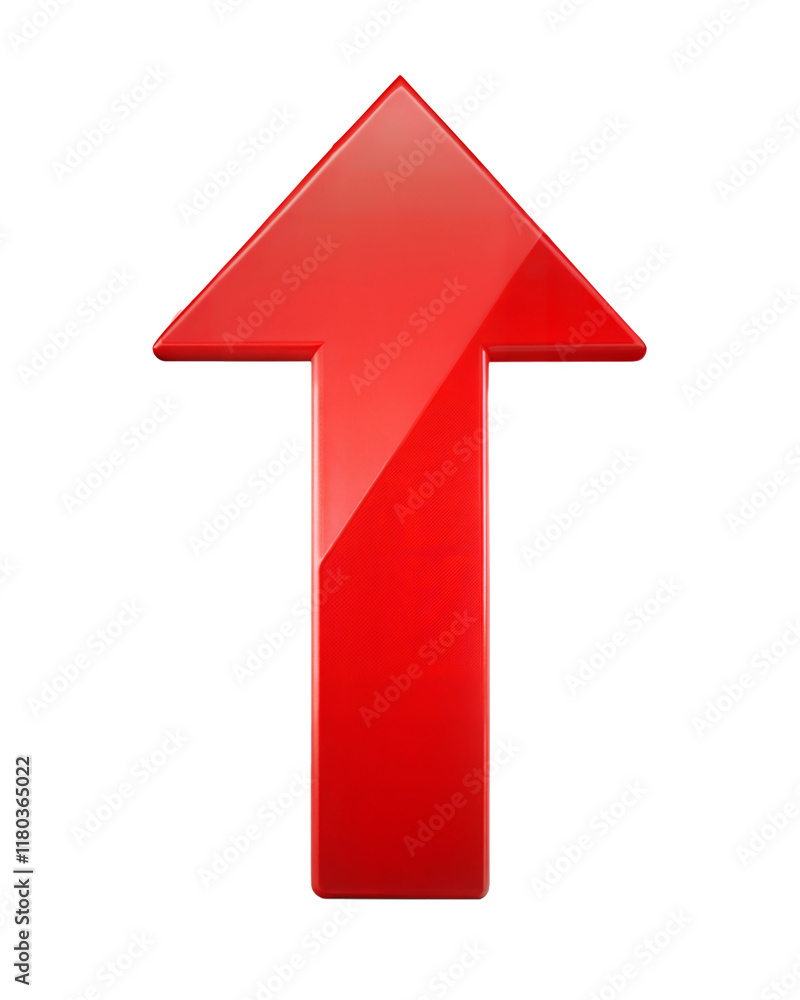 Bright red upward arrow indicating direction in a user interface, ideal for navigation or progress representation Bright red upward arrow indicating direction in a user interface, ideal for navigation or progress representation