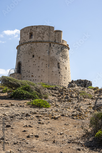Obraz na płótnie The Canai Tower in the wild landscape of the island of Sant'Antioco w salonie