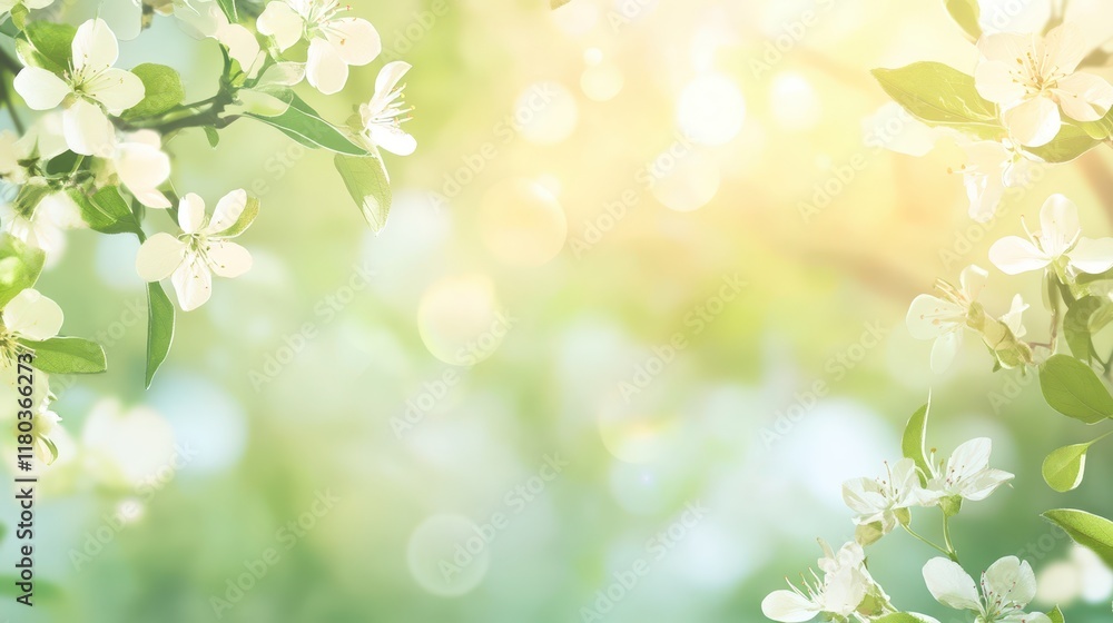 Spring blossom over blurred nature background with sunshine, banner. Retro toned Spring blossom over blurred nature background with sunshine, banner. Retro toned