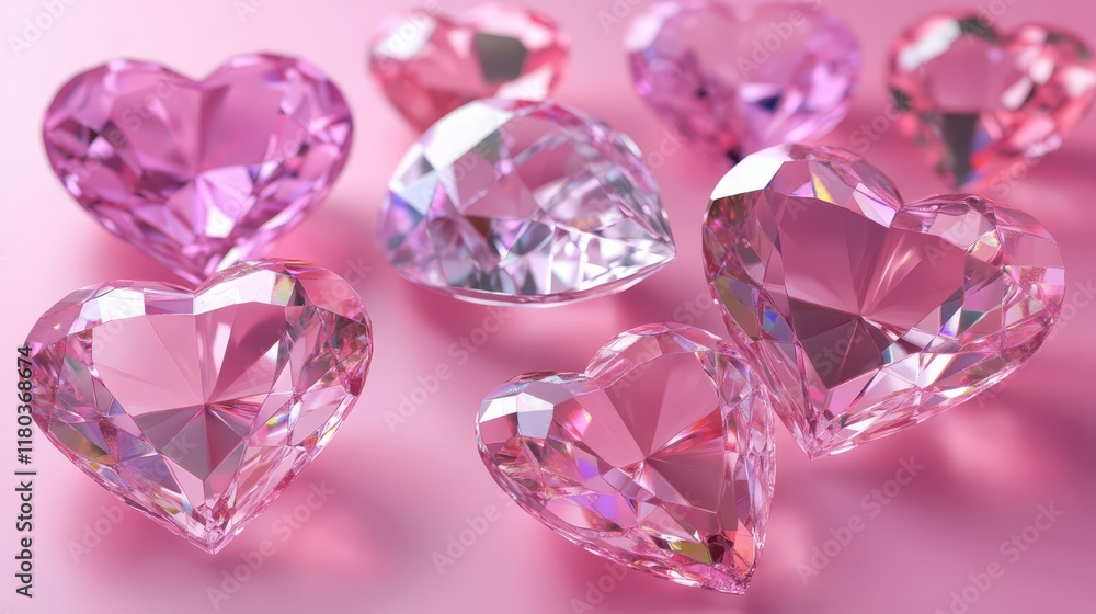 Fototapeta premium 3D Valentines hearts background, AI generated photo