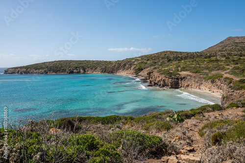 The beautiful beach of Turri in Sant'Antioco with the turquoise and crystalline sea photo