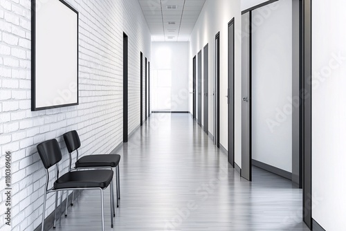 Blank Poster Frame at School Entrance in Realistic Setting