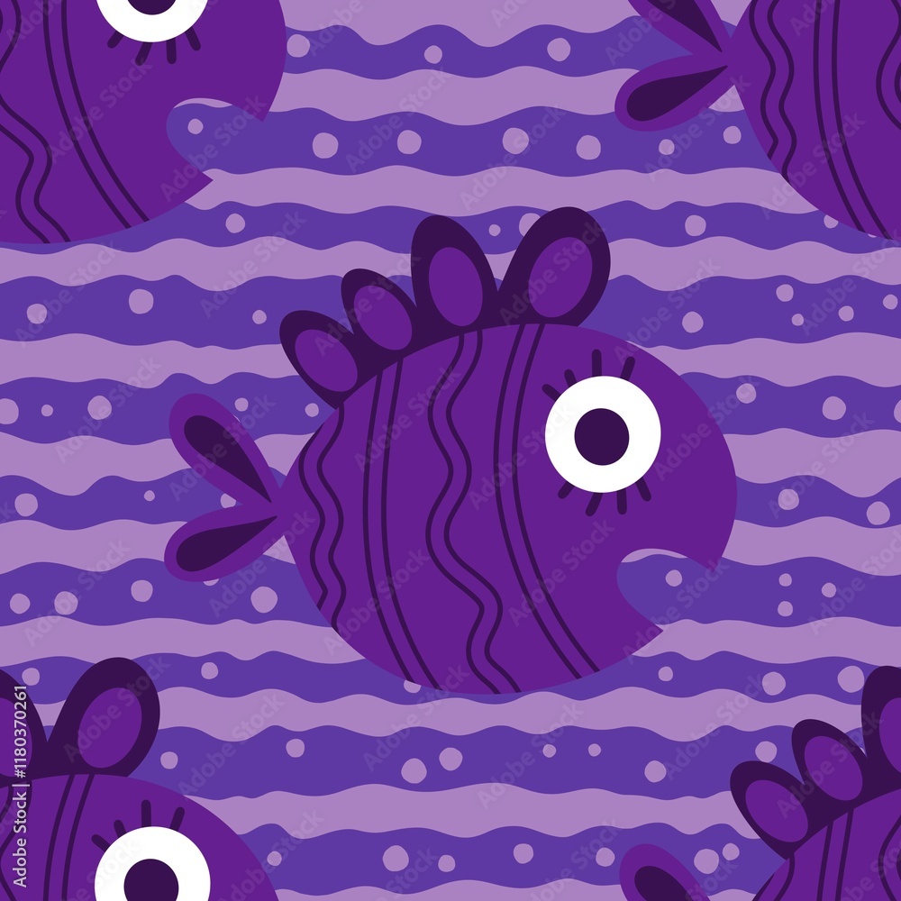 Ocean seamless fish pattern for wrapping paper and fabrics and linens Ocean seamless fish pattern for wrapping paper and fabrics and linens