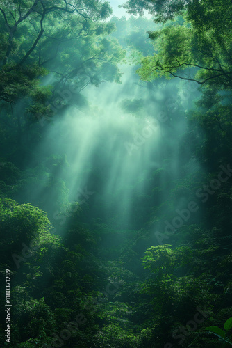 Wallpaper Mural Photo réaliste d’une jungle tropicale brumeuse avec une atmosphère éthérée Torontodigital.ca