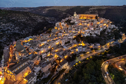 Ragusa Ibla - Veduta aerea notturna