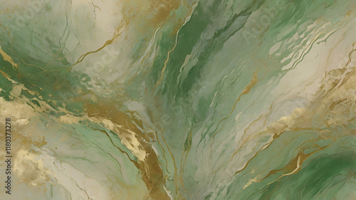 Serene Nature-Inspired Abstract Background in Calming Green and Gold