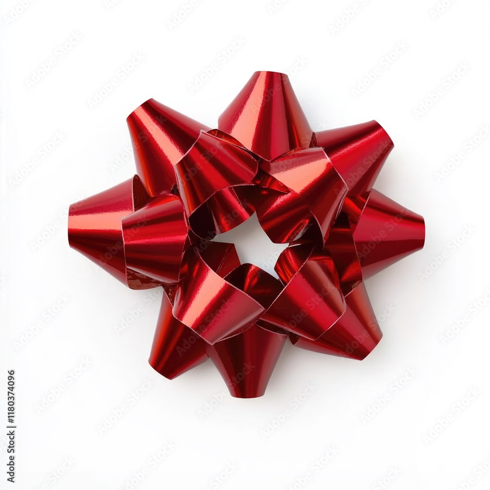 A bright red ribbon tied on a plain white surface A bright red ribbon tied on a plain white surface