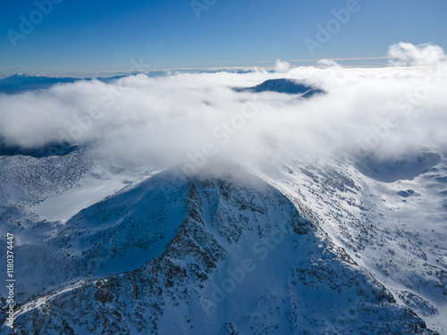 Winter view of Pirin Mountain near Polezhan and Bezbog Peaks, Bulgaria photo