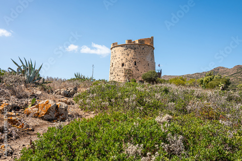 Obraz na płótnie The Canai Tower in the wild landscape of the island of Sant'Antioco w salonie