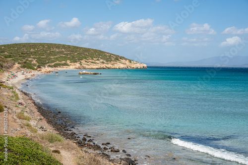 Fototapeta Naklejka Na Ścianę i Meble -  Coaquaddus beach in Sardinia with turquoise sea on a sunny day