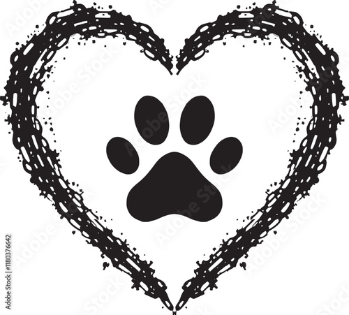 animals in line art, outline style, Traces of dogs or cats. Vector isolated silhouette Simple Black and white paws logo design Illustration photo