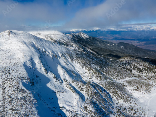 Winter view of Pirin Mountain near Polezhan and Bezbog Peaks, Bulgaria photo