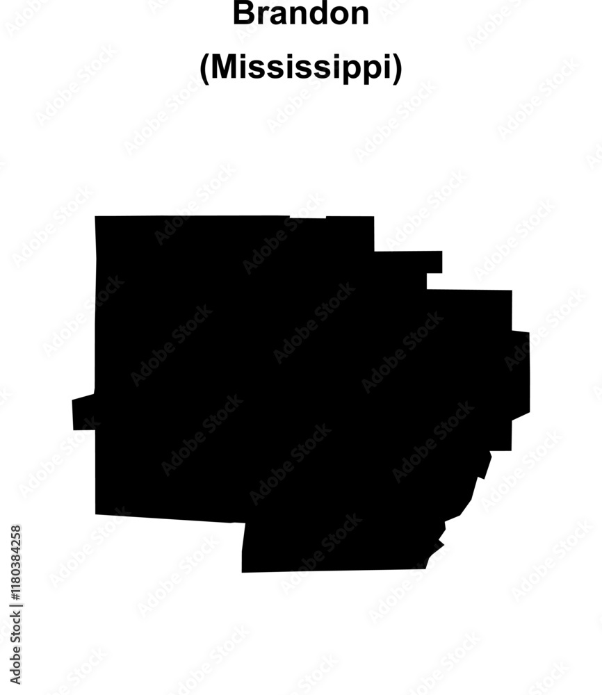 Brandon (Mississippi) blank outline map Brandon (Mississippi) blank outline map