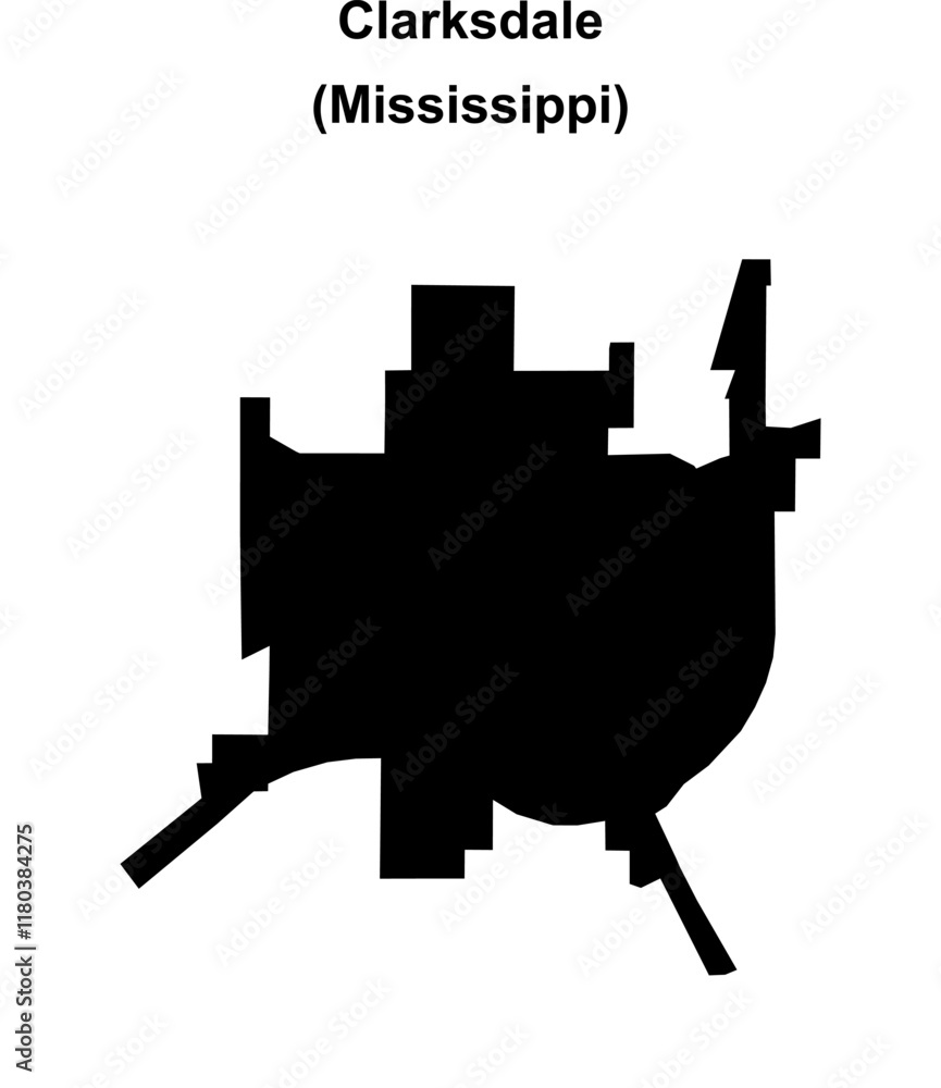 Clarksdale (Mississippi) blank outline map Clarksdale (Mississippi) blank outline map