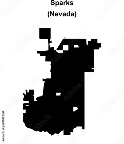 Sparks (Nevada) blank outline map photo