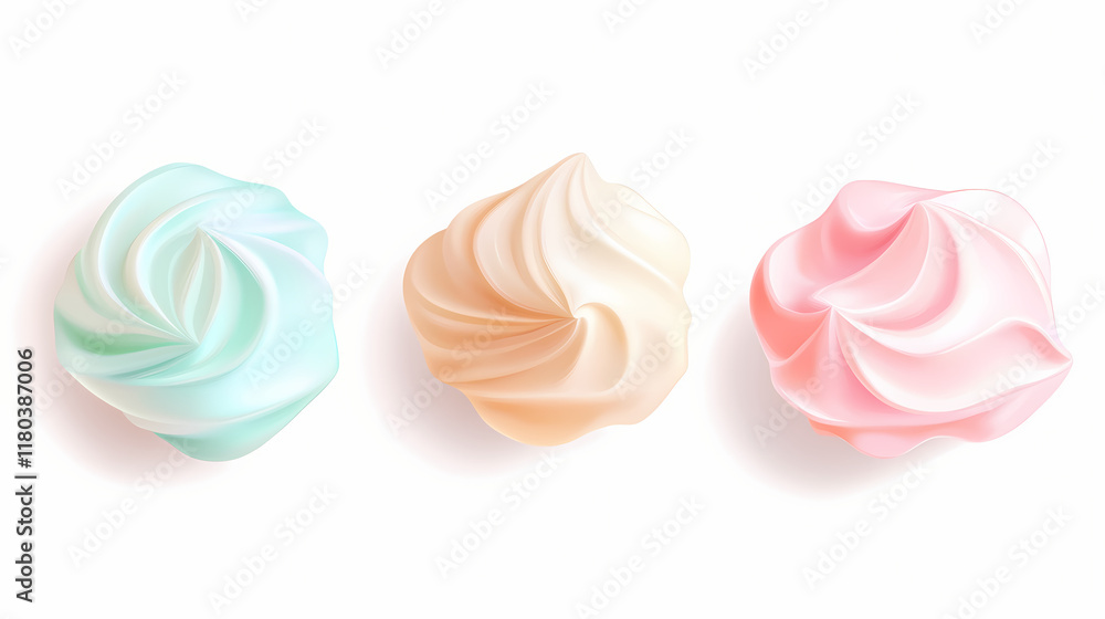 Marshmallow isolated on white background, flat lay, super realistic. Crystalpath. Illustration Marshmallow isolated on white background, flat lay, super realistic. Crystalpath. Illustration