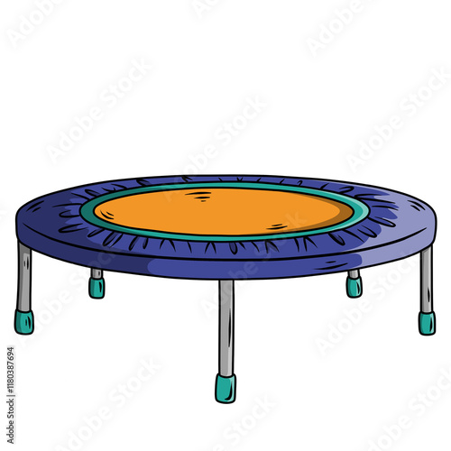 Round Trampoline in Gym. Exercise Equipment. photo