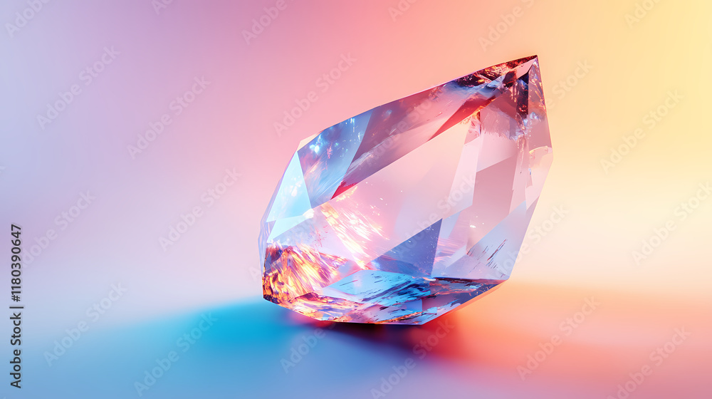 An isolated, shimmering crystal against a smooth, light gradient backdrop. Crystalpath. Illustration An isolated, shimmering crystal against a smooth, light gradient backdrop. Crystalpath. Illustration