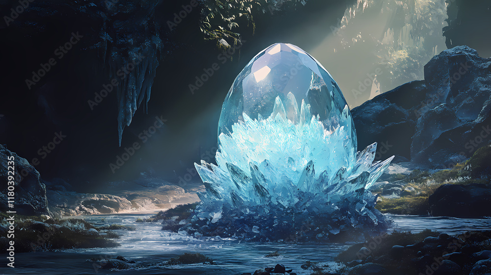 Fototapeta premium Crystal egg. Crystalpath. Illustration
