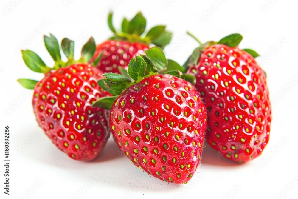 Pixel Perfect Picture of Close Up of Three Fresh Strawberries Isolated on a White Background Pixel Perfect Picture of Close Up of Three Fresh Strawberries Isolated on a White Background