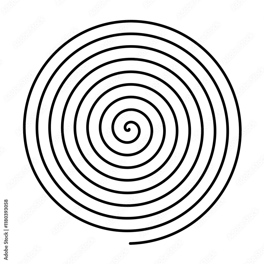 Thin black spiral symbol. Simple flat vector design element. Thin black spiral symbol. Simple flat vector design element.
