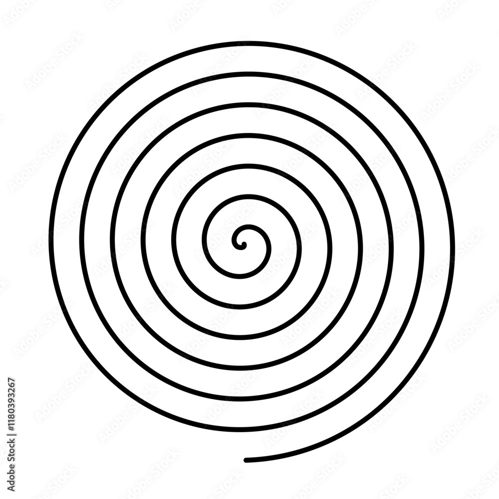 Thin black spiral symbol. Simple flat vector design element. Thin black spiral symbol. Simple flat vector design element.