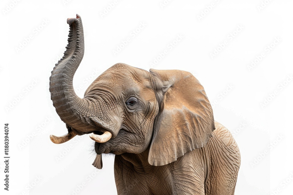 Obraz premium Vibrant Color Visual of African Elephant Raising Leg Isolated