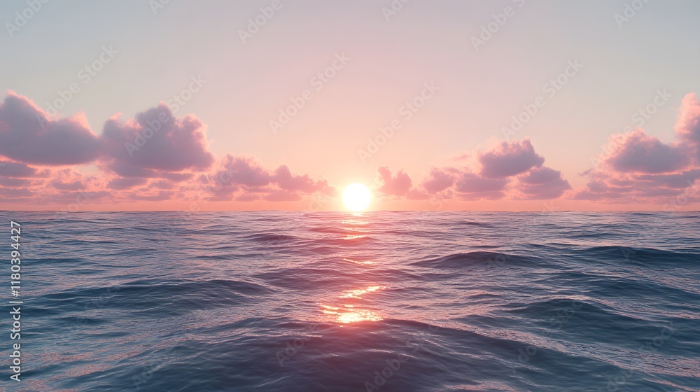 Fototapeta premium Serene Ocean Sunset with Soft Pastel Colors