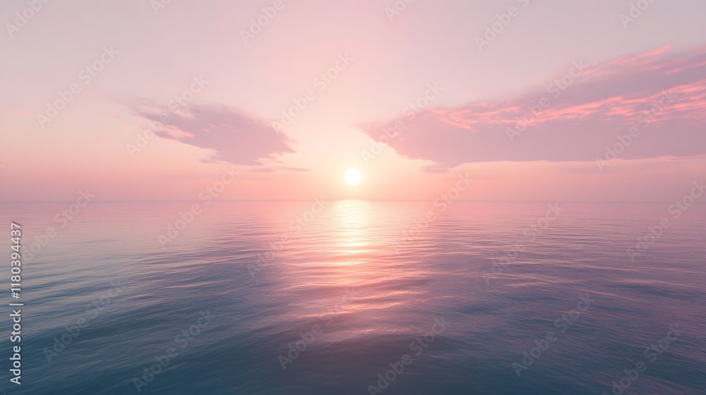 Fototapeta premium Serene Ocean Sunset with Soft Pastel Colors
