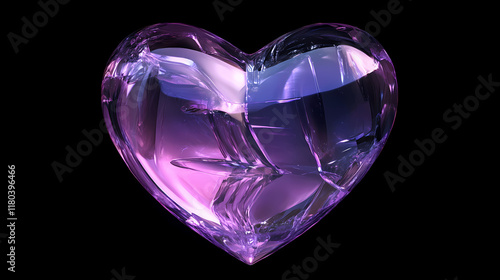 Abstract glowing purple heart shape design. Crystalpath. Illustration photo