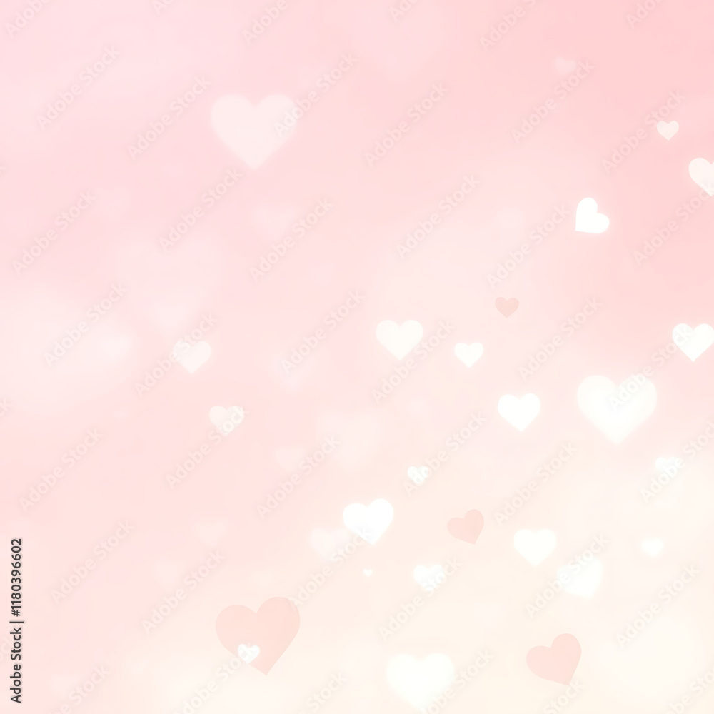 Pastel Abstract Valentine’s Day Background with Hearts and Glow Pastel Abstract Valentine’s Day Background with Hearts and Glow
