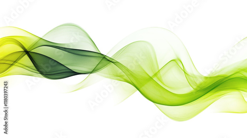 abstract green background with lines or waves isolated on white background