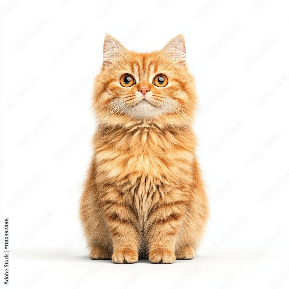 Adorable fluffy orange Selkirk Rex cat sitting upright, showcasing its beautiful fur and bright eyes, perfect for cat lovers and pet enthusiasts. Adorable fluffy orange Selkirk Rex cat sitting upright, showcasing its beautiful fur and bright eyes, perfect for cat lovers and pet enthusiasts.