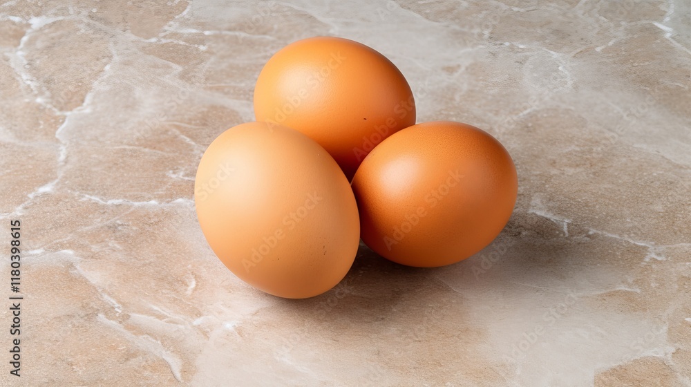Brown eggs nestled on a smooth marble surface in natural light. Generative AI Brown eggs nestled on a smooth marble surface in natural light. Generative AI